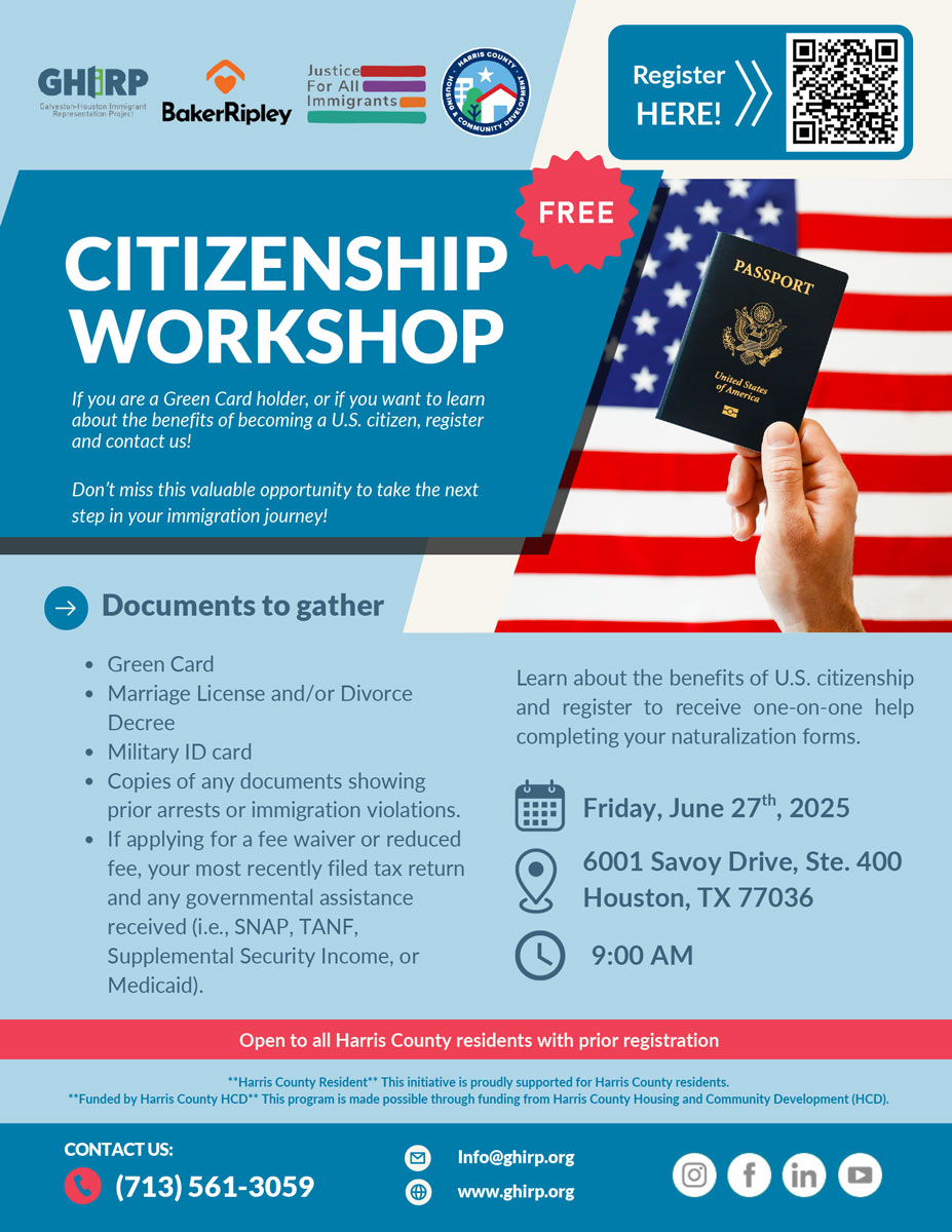 Citizenship workshop event flyer